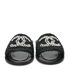 Chanel raffia slides