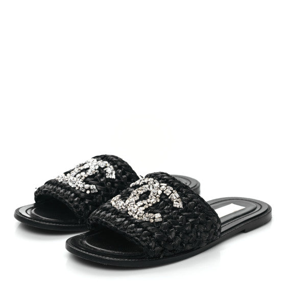 Chanel raffia slides