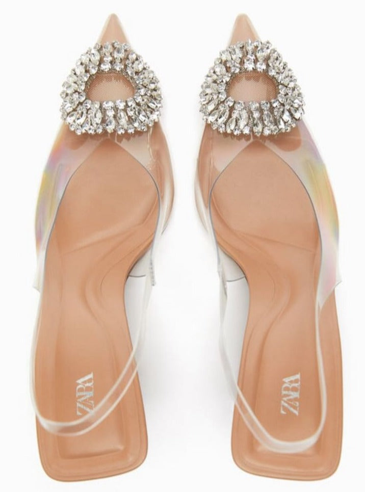 Zara Embellished Vinyl Heels