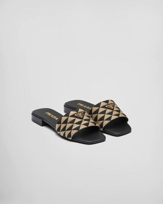 Prada embroidered slides