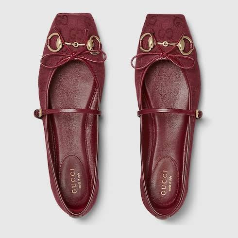 Gucci Horsebit Canvas Ballet