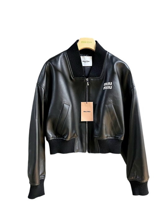 Miu Cropped Biker Jacket