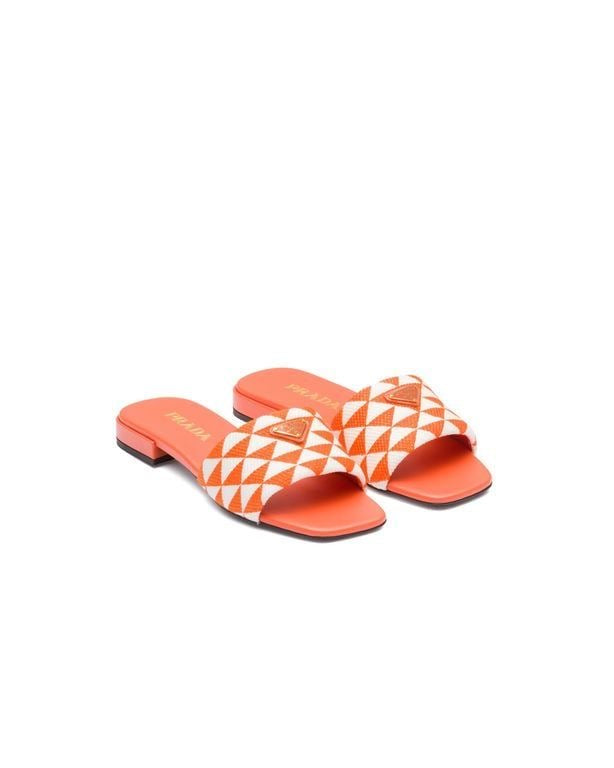 Prada embroidered slides