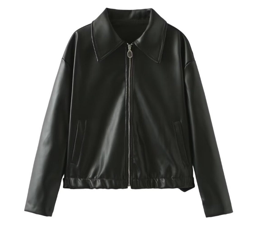 Cropped Leather Jacket