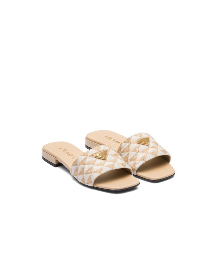 Prada embroidered slides