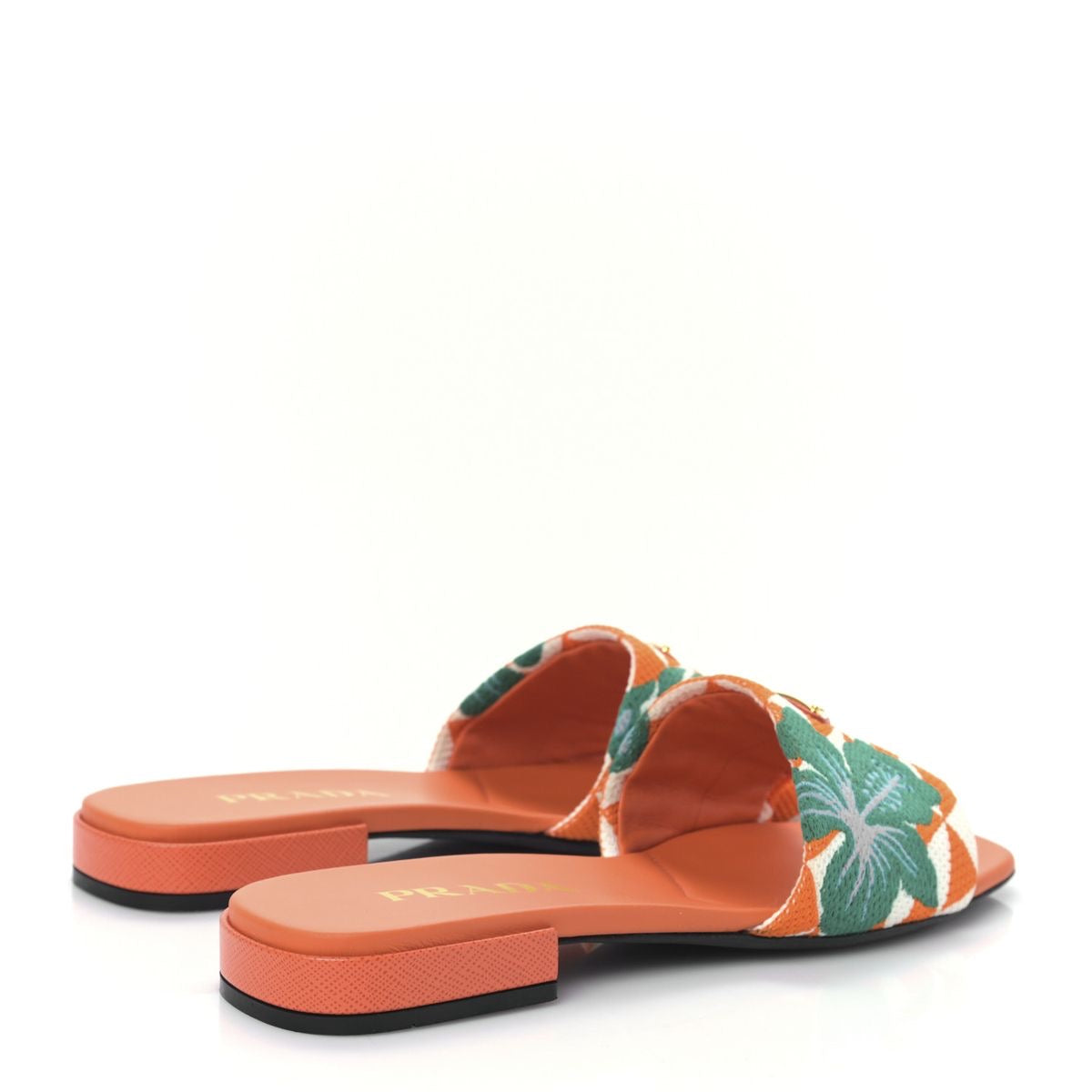 Prada embroidered slides