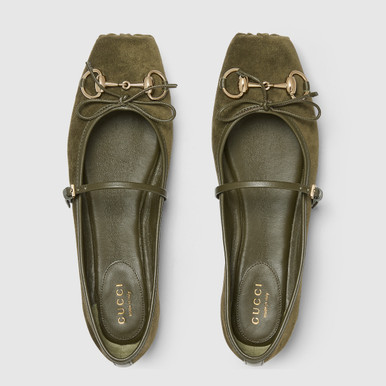 Gucci Horsebit Canvas Ballet