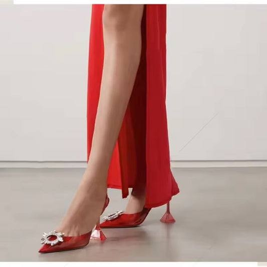 Vinyl cinderella pumps