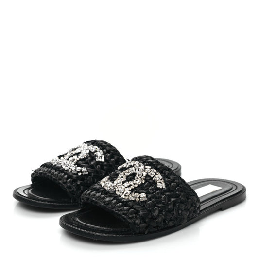 Chanel raffia slides